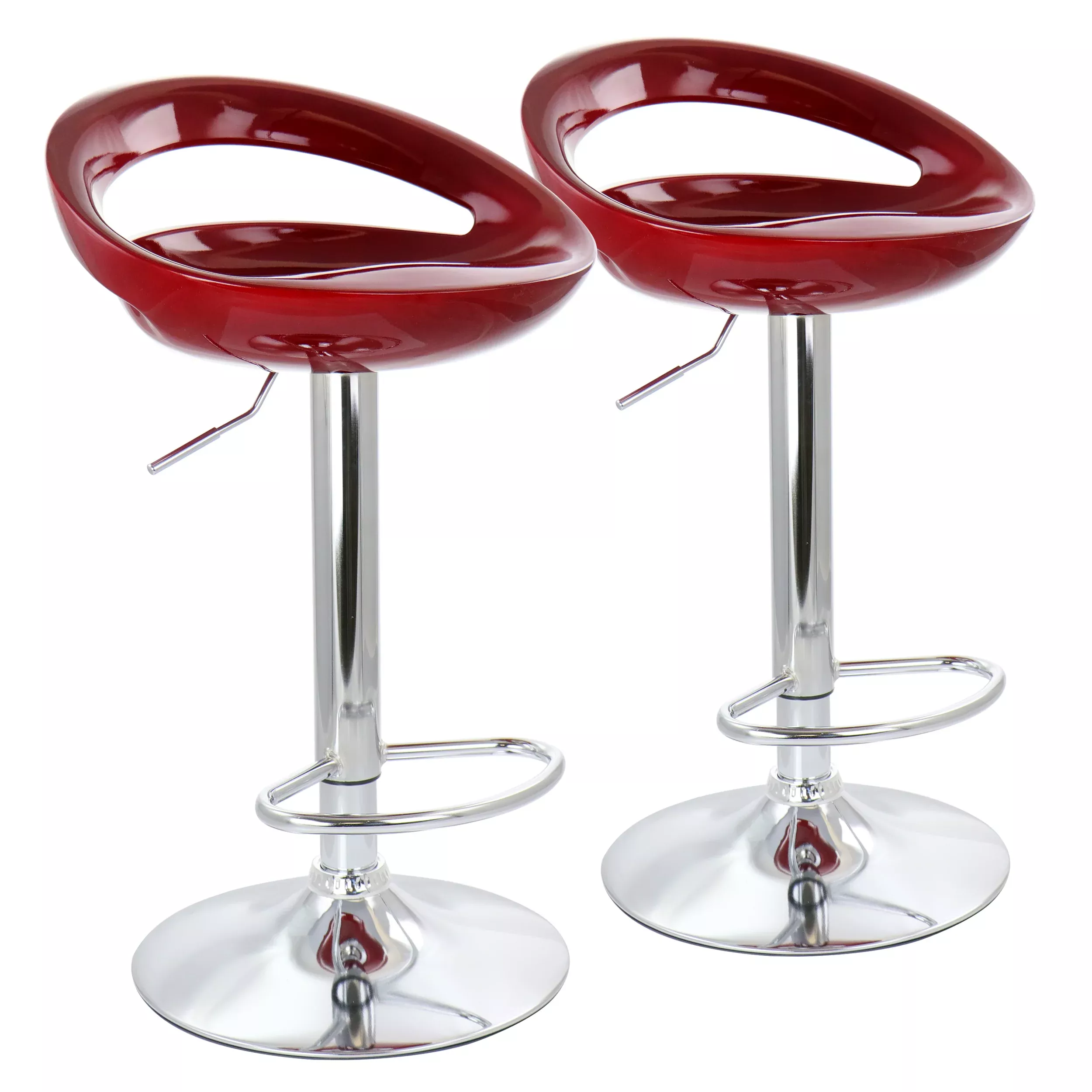 Elama2 Piece Retro Adjustable Bar Stool in Cherry with Chrome Base