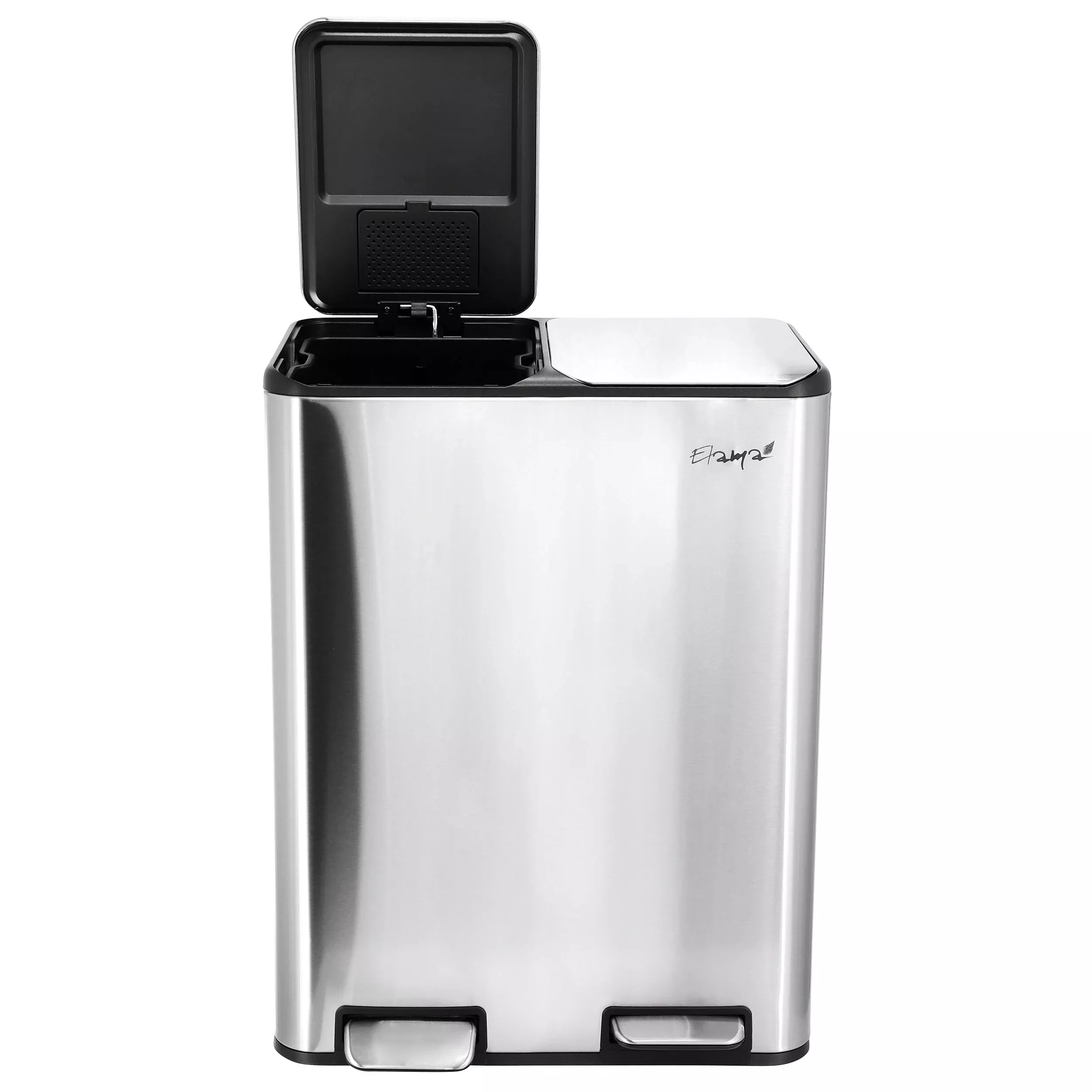 Elama2 Section 30 Liter/ 8 Gallon Each Section Trash and Recycling Step Bin with Slow Close Mechanism