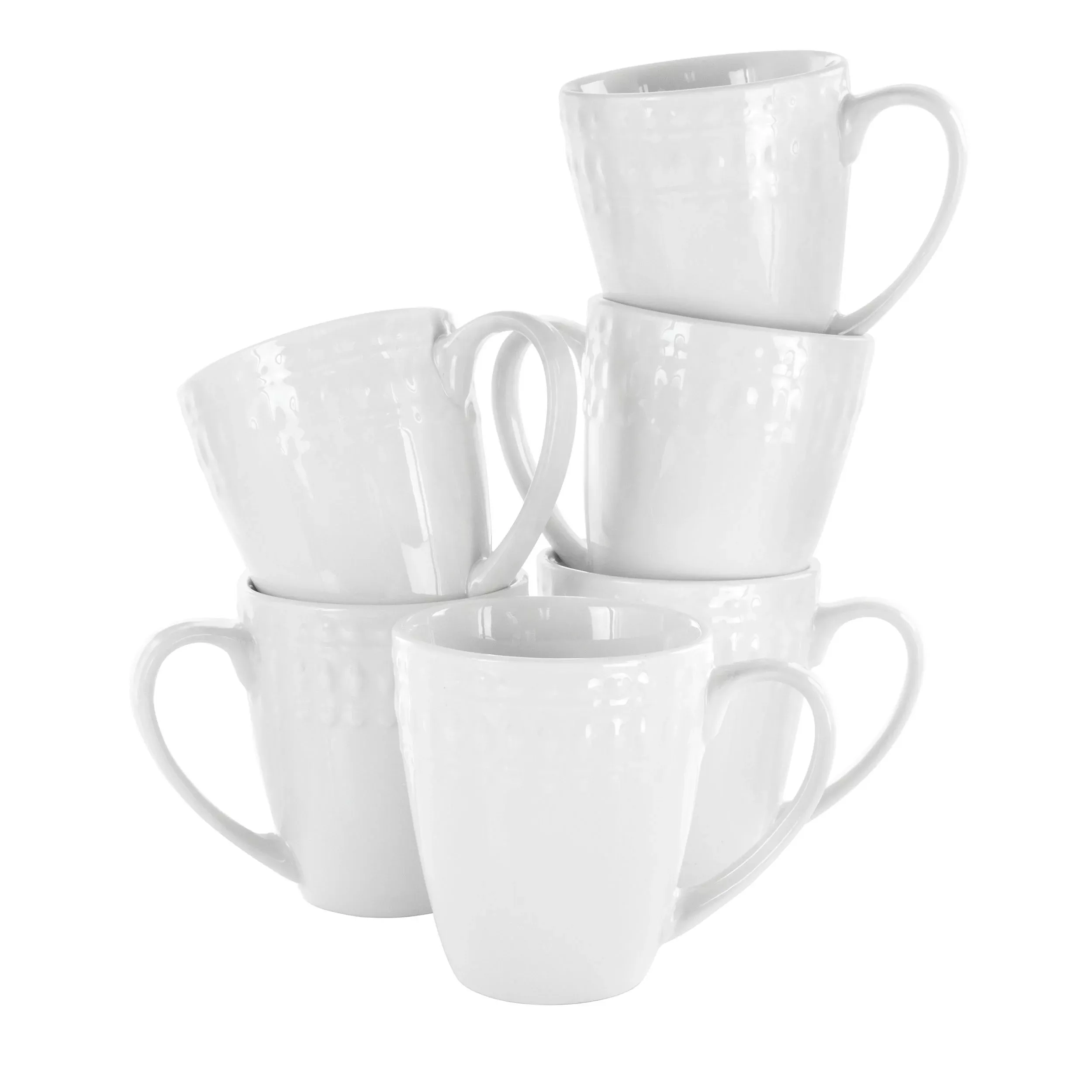ElamaCara 6 Piece 10 Ounce Porcelain Cup Set in White