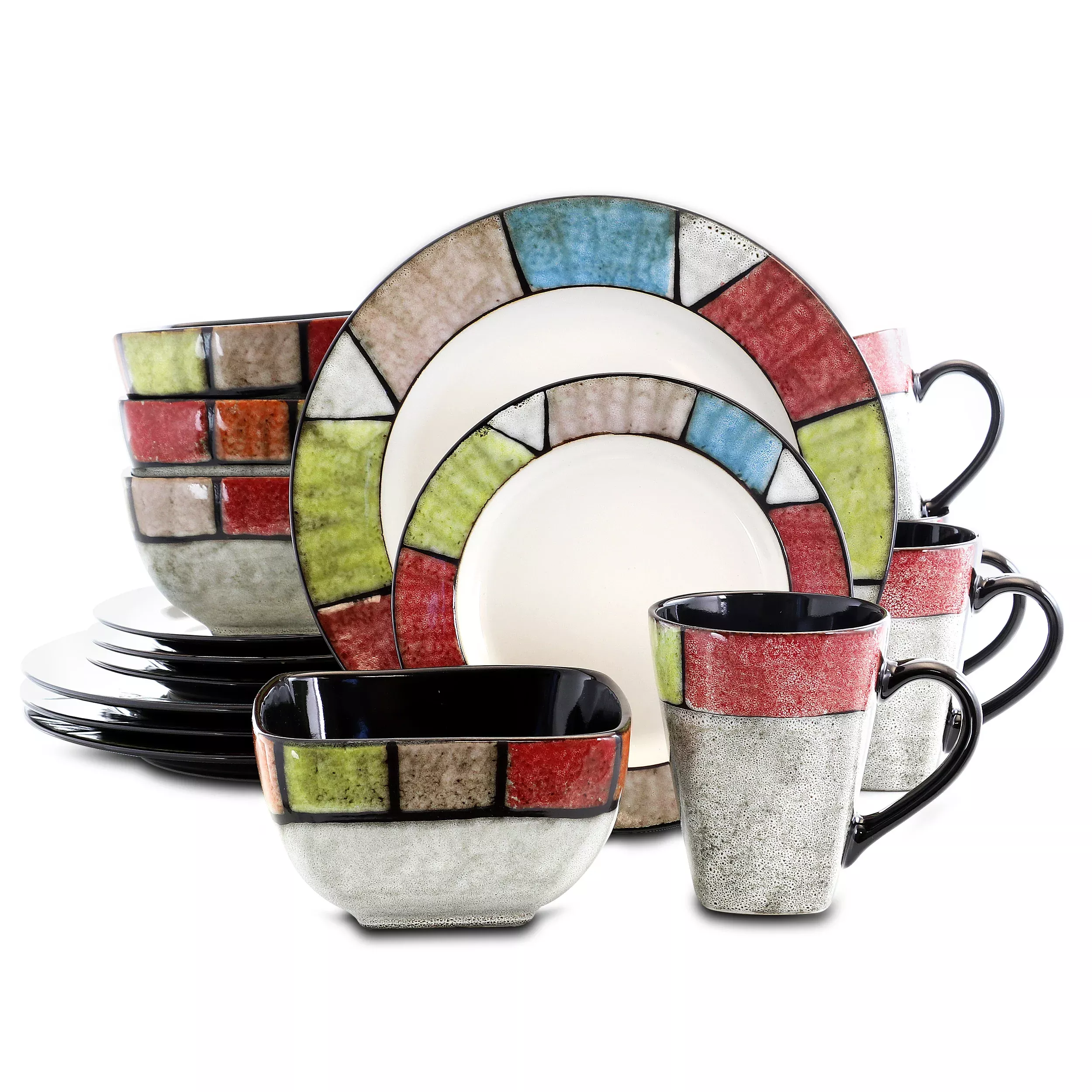 ElamaCountry Cottage 16 Piece Stoneware Dinnerware Set
