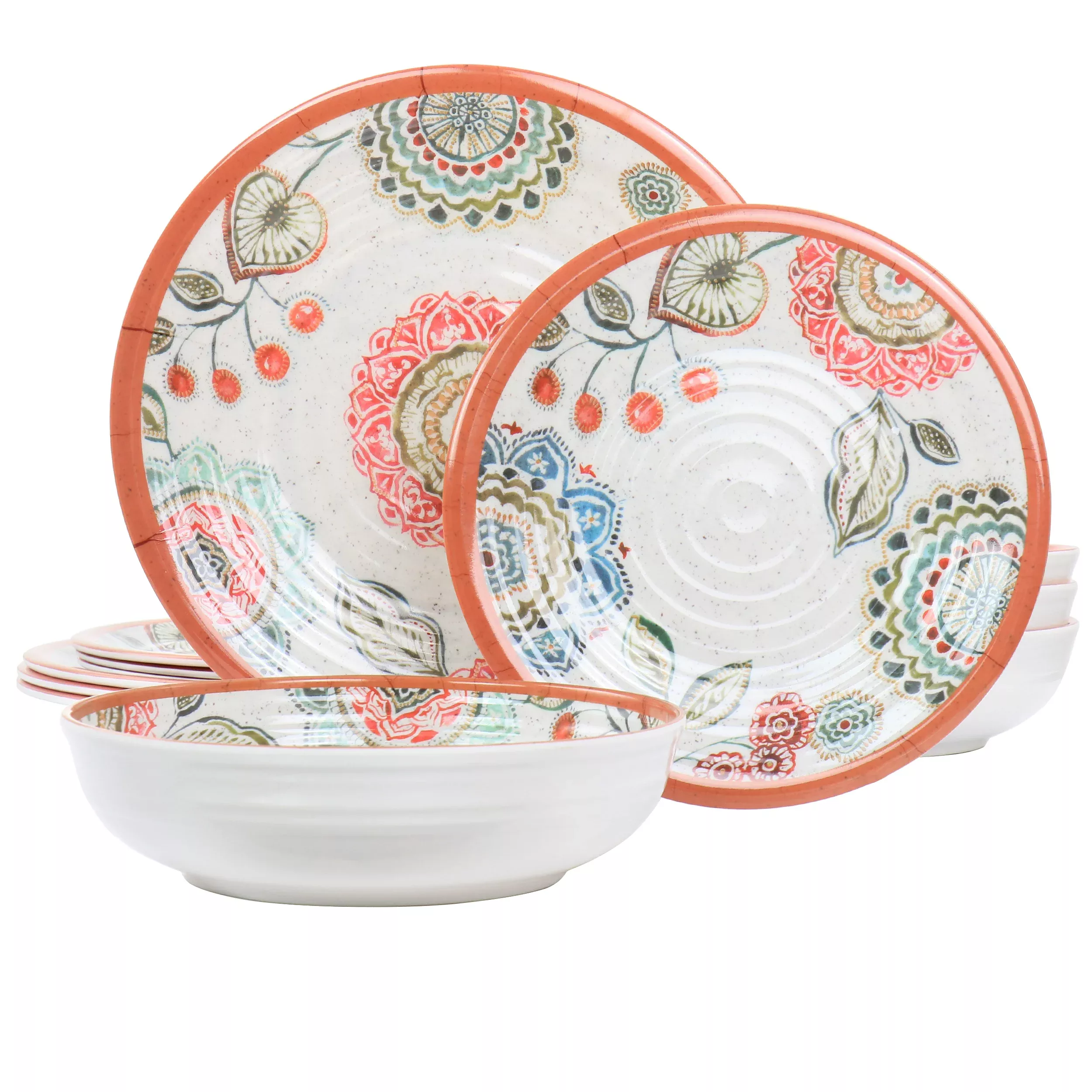 ElamaEster 12 Piece Melamine Dinnerware Set