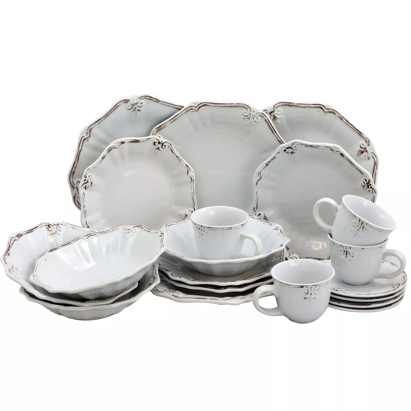 ElamaFleur De Lys 20-Piece Dinnerware Set in White