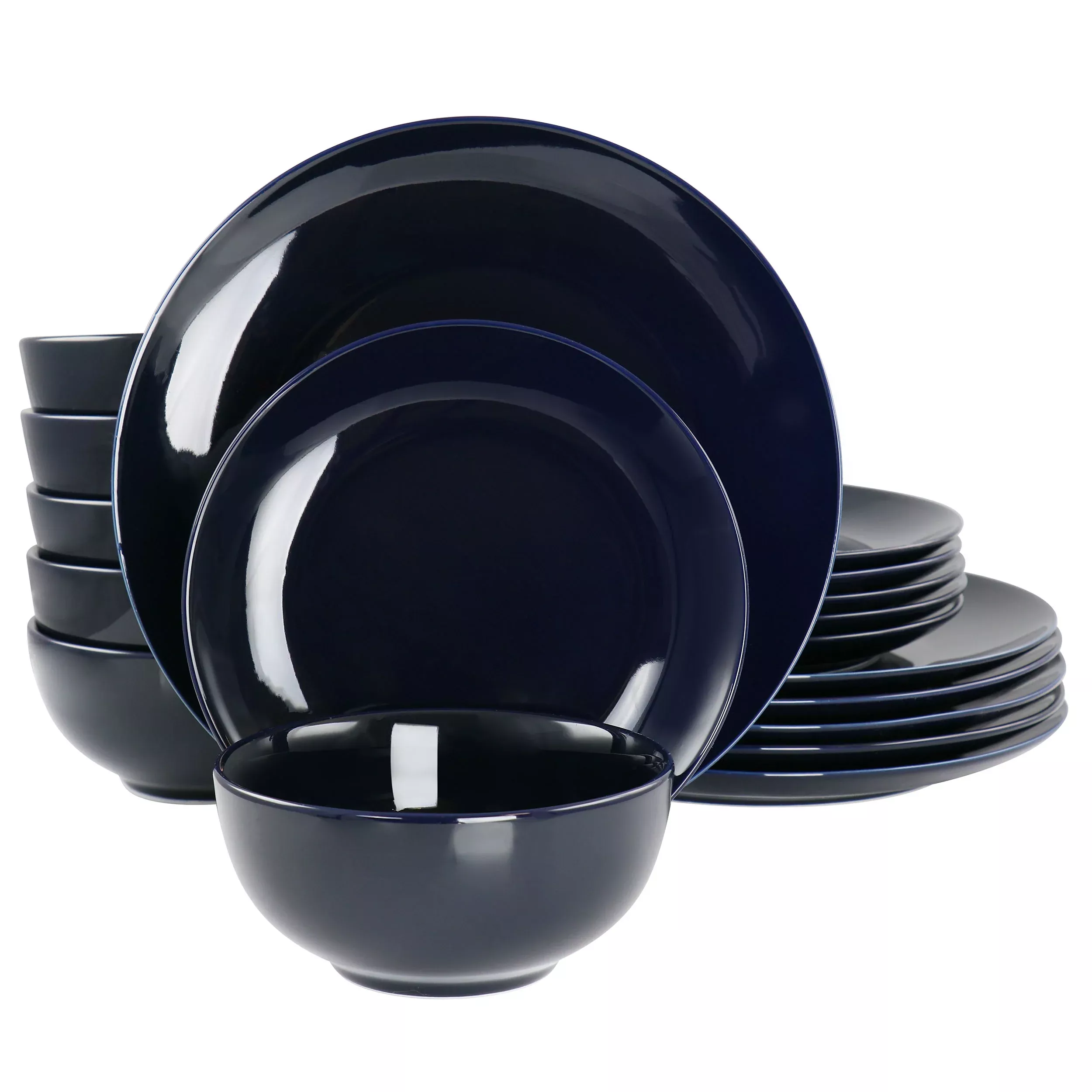 ElamaLuna 18 Piece Porcelain Dinnerware Set in Dark Blue