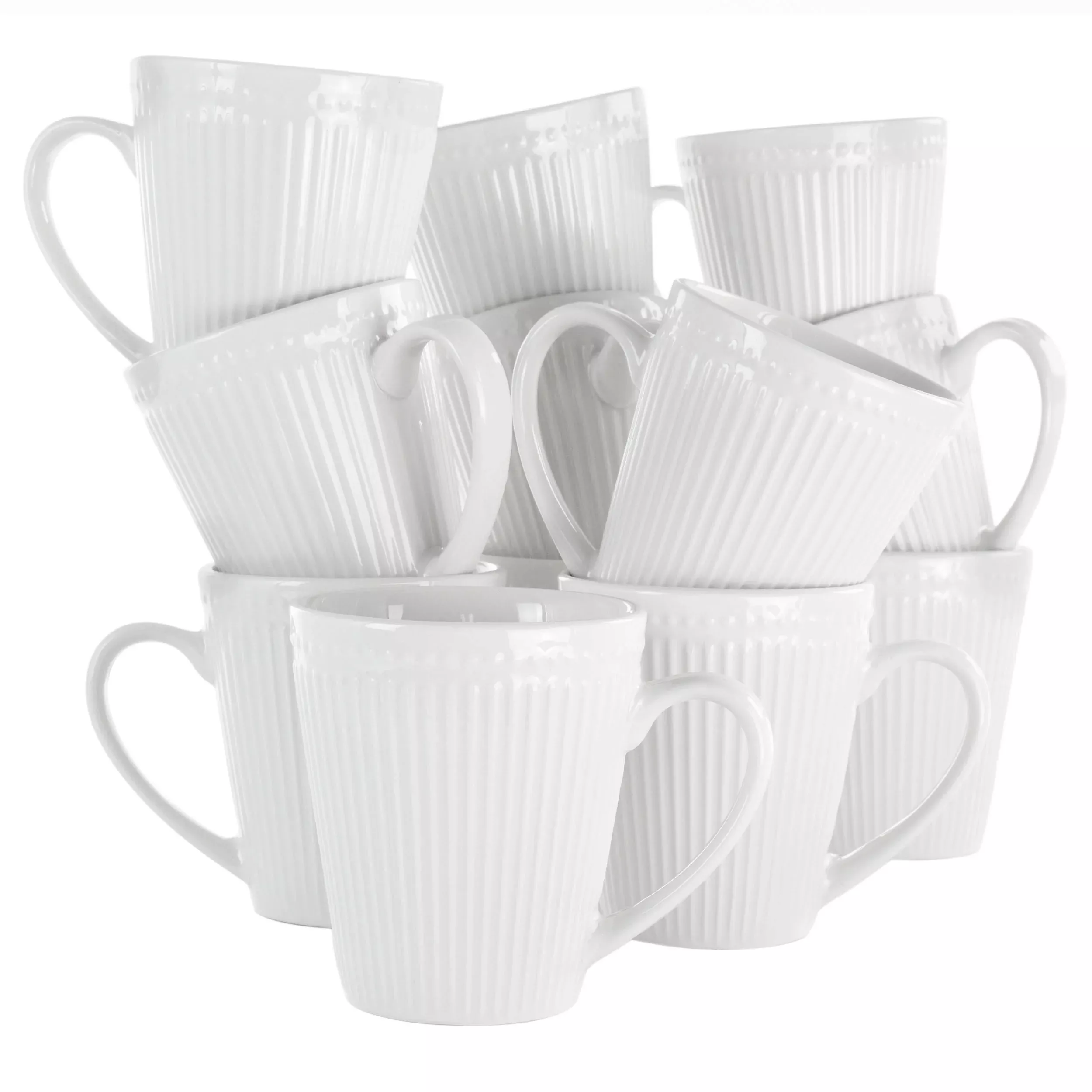 ElamaMadeline 12 Piece Porcelain Mug Set in White