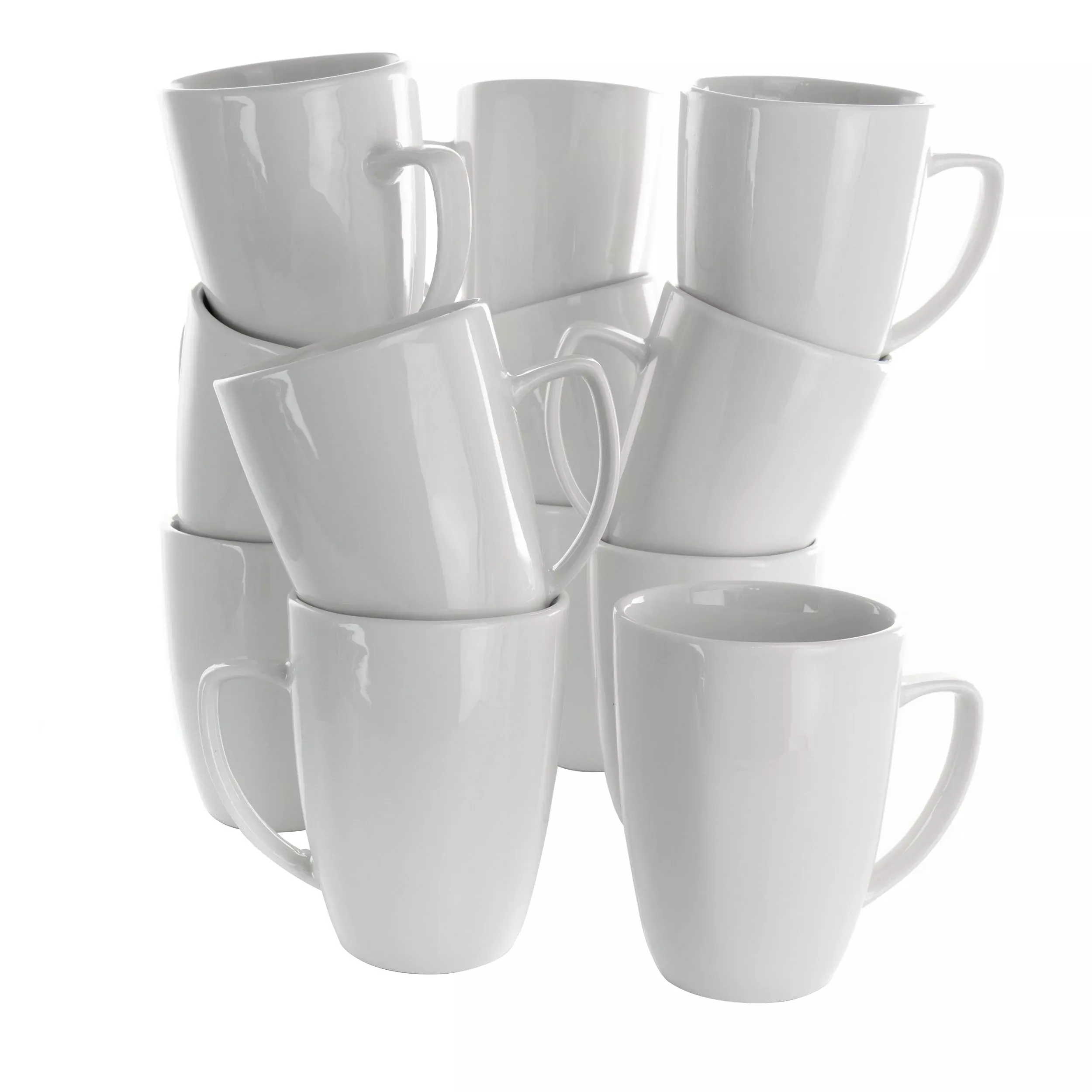 ElamaRiley 12 Piece 12 Ounce Porcelain Mug Set in White