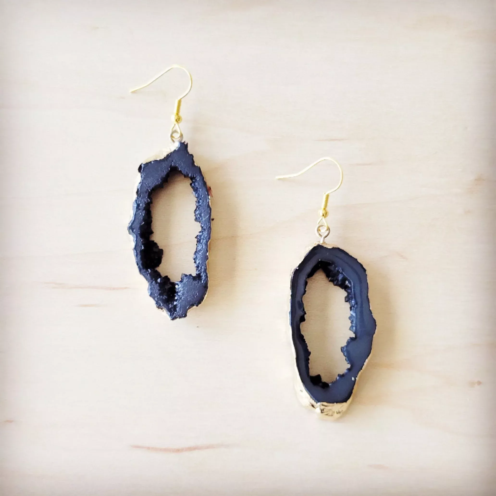 Elegant Crystalized Geode Dangle Earrings 219cz