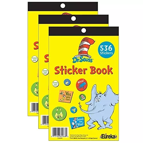 Eureka Dr. Seuss Sticker Book, 536/Book, 3 Books (Eu-609720-3)