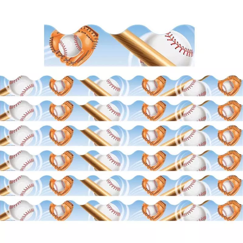 Eureka Scalloped Border, 2.25-inch x 222-ft, Baseball (EU-845201-6)