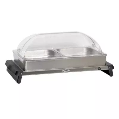 FinishingTouch Professional Double Buffet Server with Stainless Base and Rolltop Lid