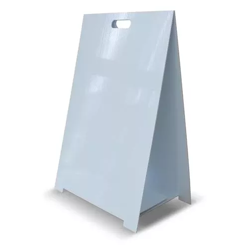 Flipside Products 35.5"x 23" Double- Sided Corrugated Plastic Dry Erase Marquee Easel, Signboard, Indoor Outdoor, Sidewalk Curb Sign, White