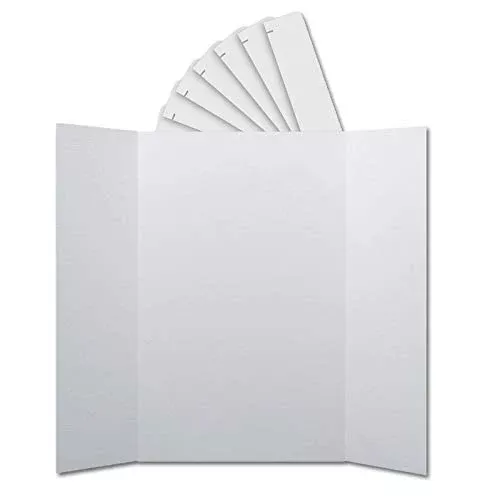 Flipside Products 36” x 48” Project Boards with Headers for Presentations, Science Fair, School Projects, Event Displays and Trifold Picture Board, Proudly Made in USA - White - 24 Pack