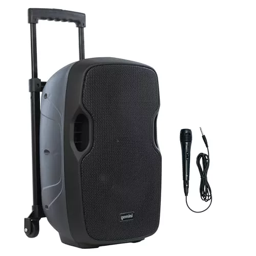 Gemini 10” 1000W Wireless Battery-Powered Bluetooth Speaker with Trolley Handle, Mic/Guitar Inputs & Echo – Mobile Sound System for Gigs, Classes & Street Performers (AS-10TOGO)