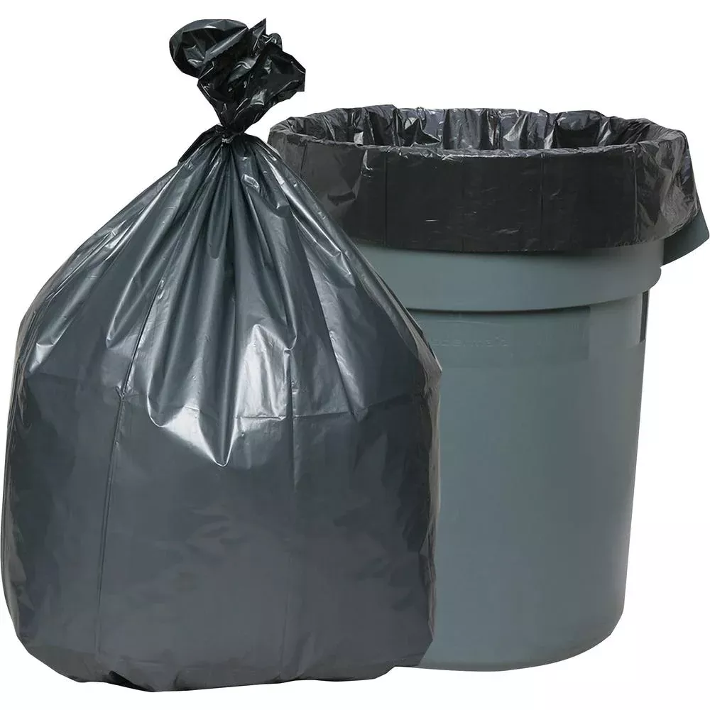 Genuine Joe Maximum Strength Trash Can Liner - Large Size - 45 gal Capacity - 39'' Width x 46'' Length - 1.55 mil (39 Micron) Thickness - Low Density - Black - 50/Carton - Recycled
