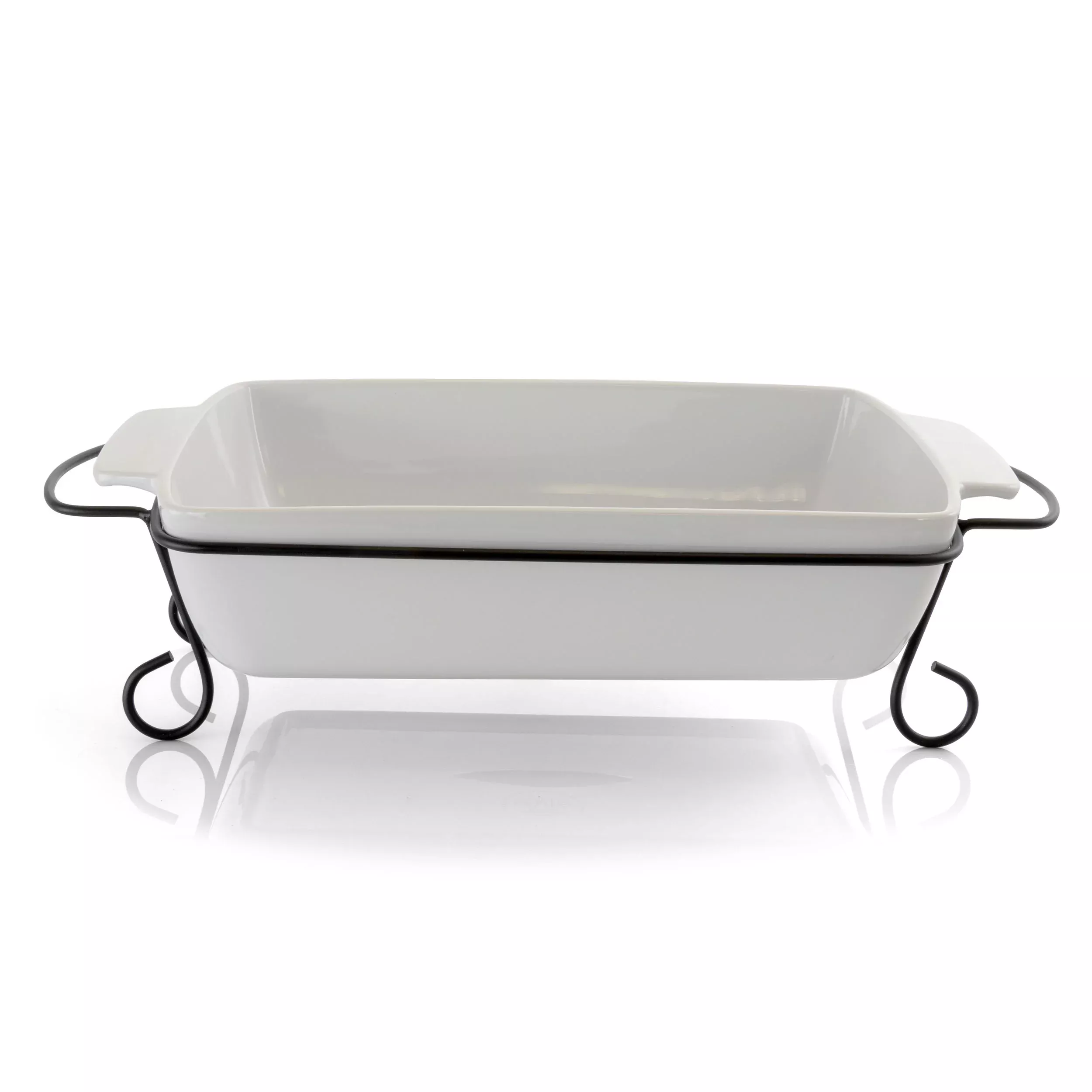 Gibson Elite2 Piece Rectangle 15.5 Inch Stoneware Bakeware with Metal Rack