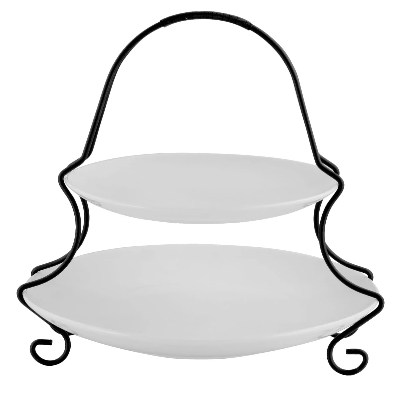 Gibson EliteSplendid Grace 2 Tiered Serving Set with Metal Rack inWhite
