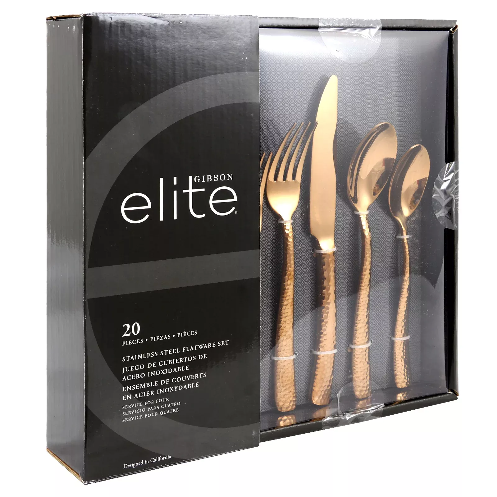 Gibson EliteStonehenge 20 Piece Flatware Set in Rose Gold