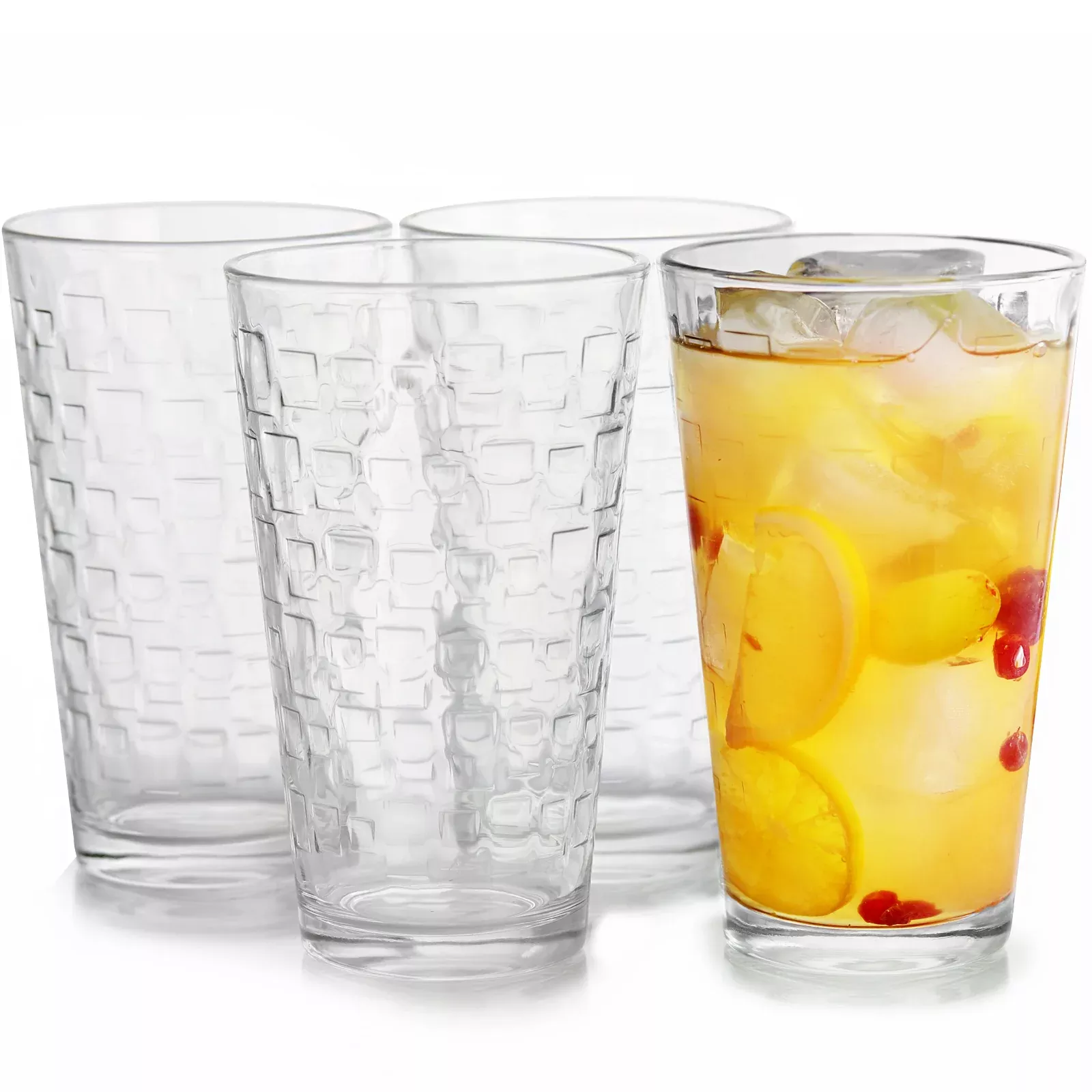 Gibson HomeGreat Foundations 4-Piece 16 oz. Tumbler Set, Square Pattern
