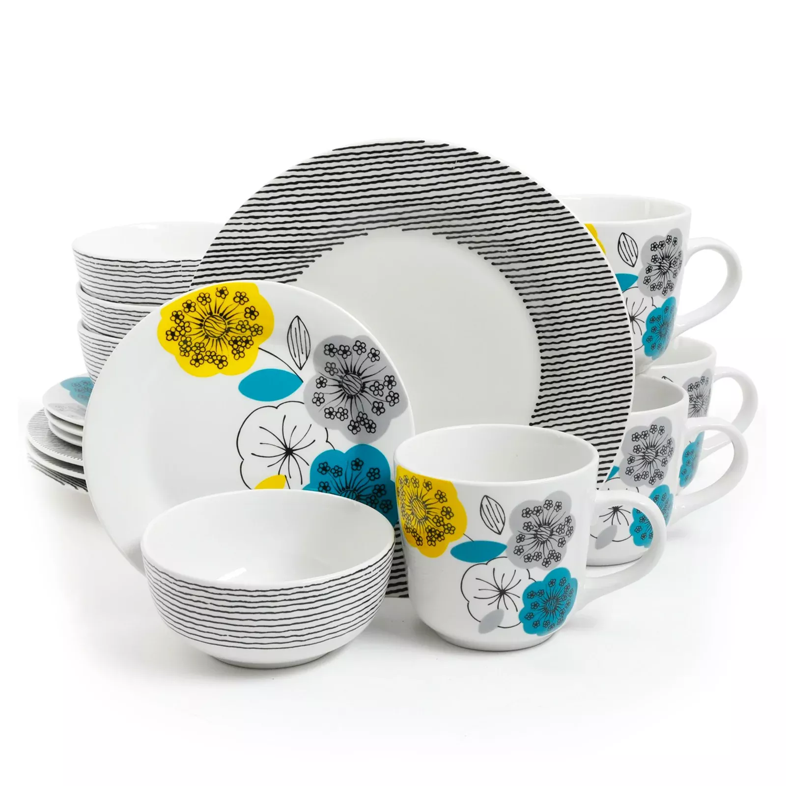 Gibson HomeMarigold 16 Piece Fine Ceramic Dinnerware Set, Service for 4