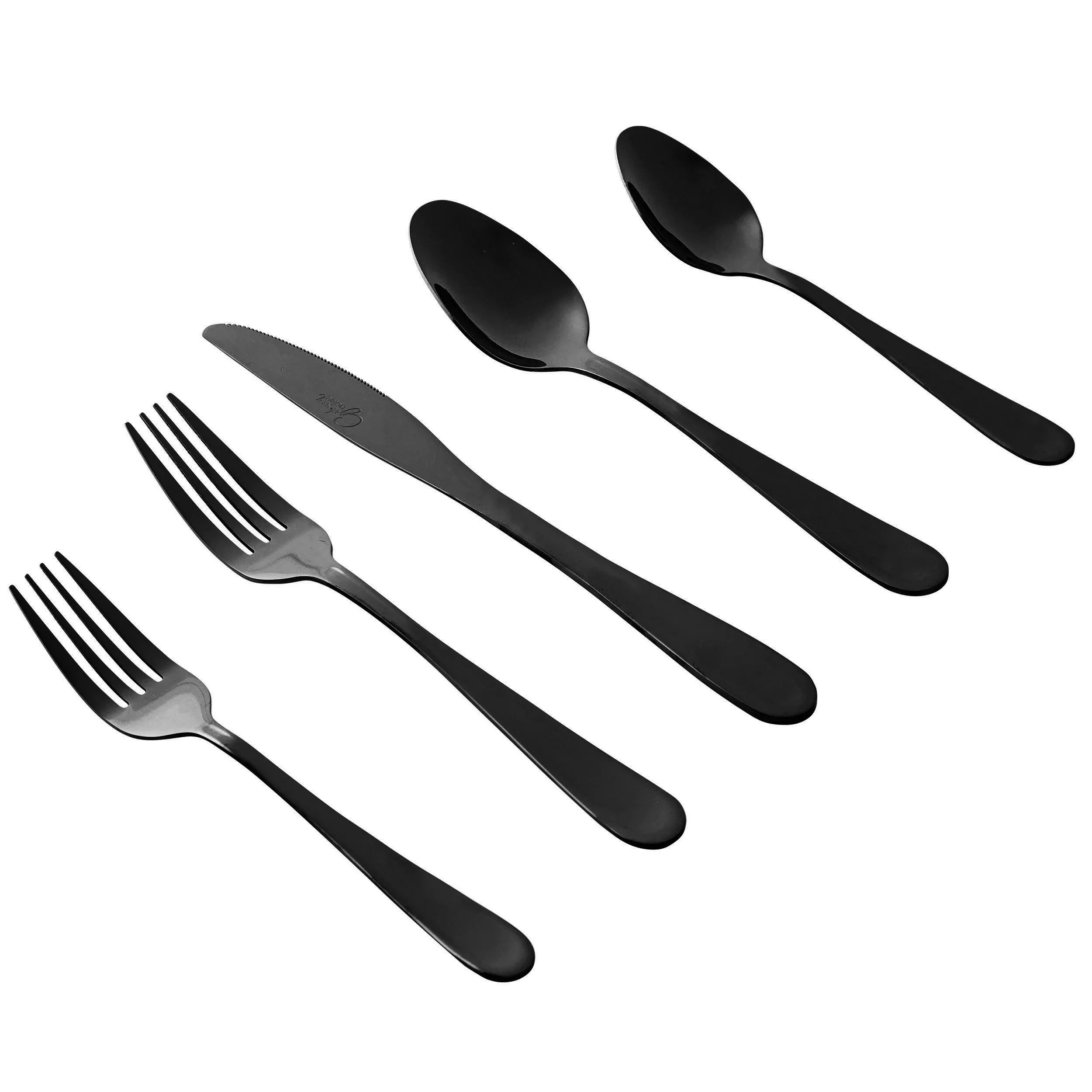 GibsonHome Stravidia 20 Piece Flatware set in Black Stainless Steel