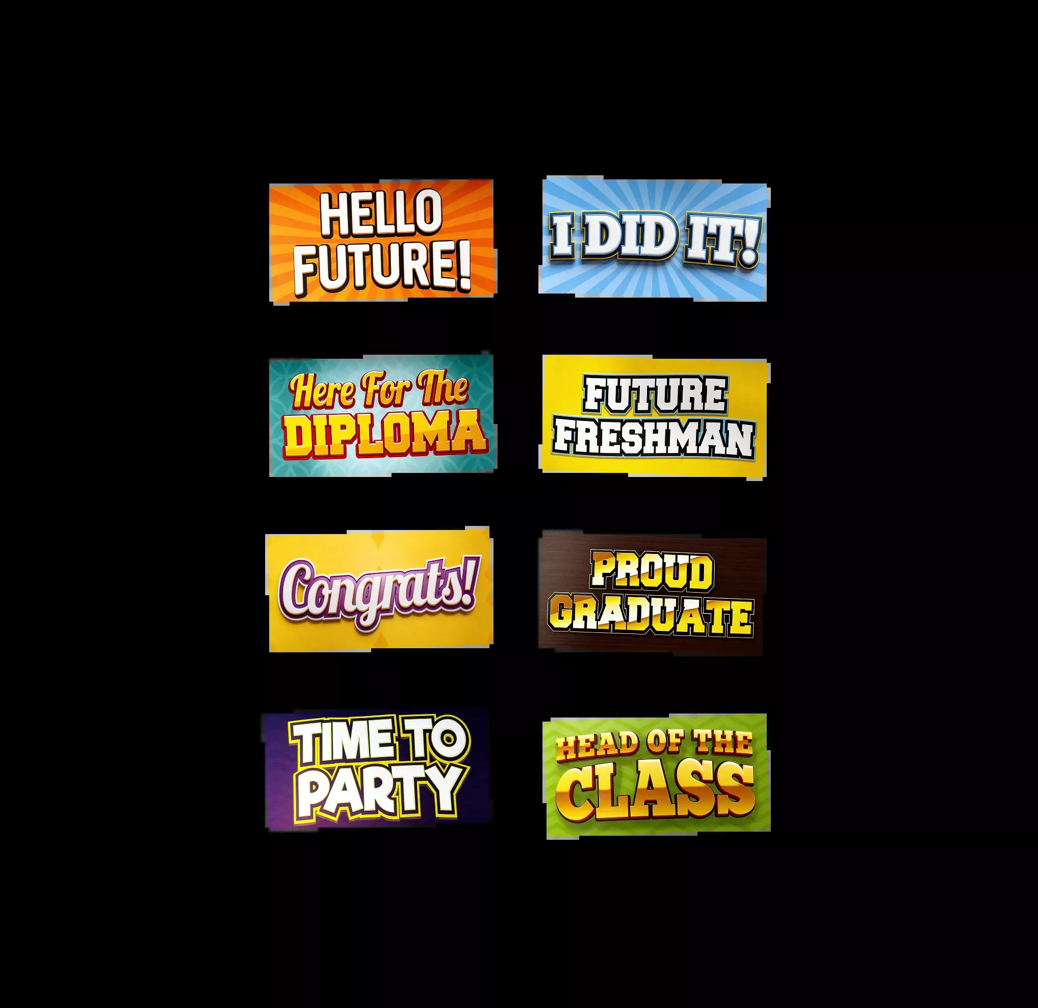 Graduation Photo Booth Props - Double-Sided PVC Signs (4 Pack)