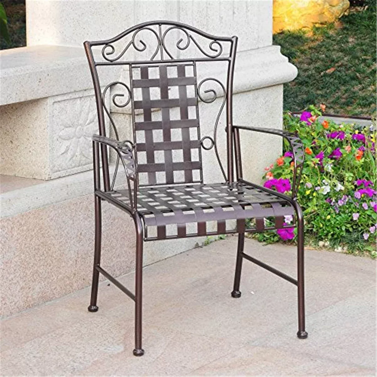 International Caravan Mandalay Iron Patio Dining Chair (Set of 2)