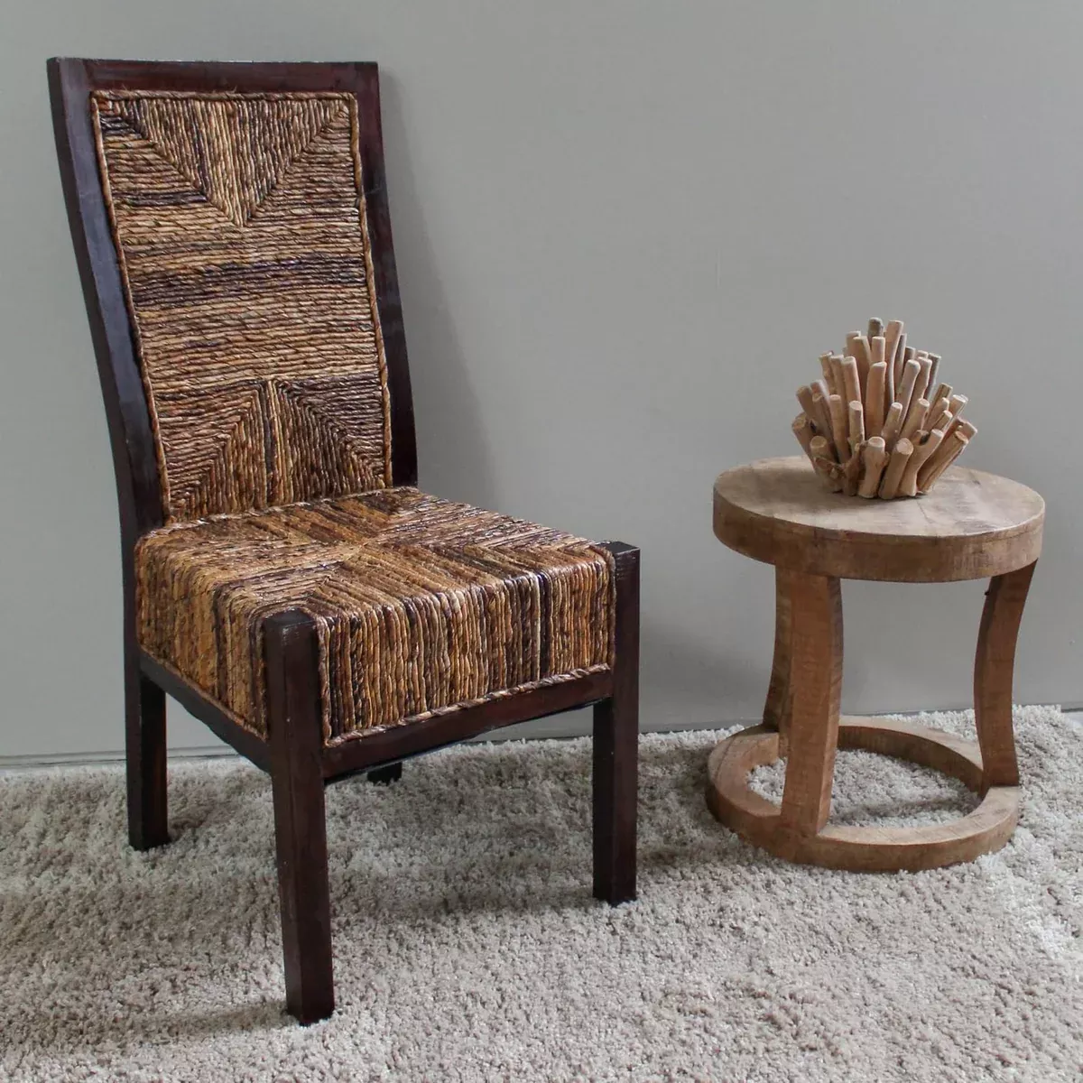 International Caravan Set of Two Dallas Abaca Weave Dining Chair