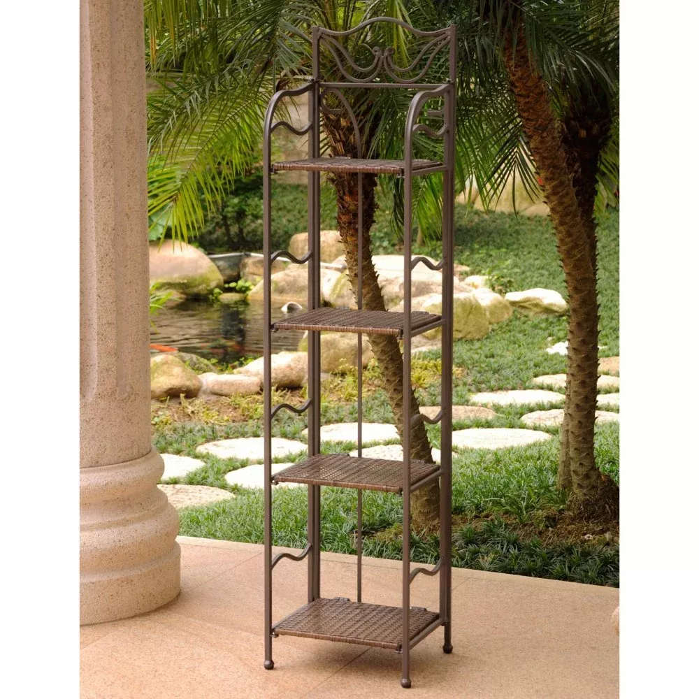 International Caravan Valencia 4-Tier Resin Wicker Plant Shelf