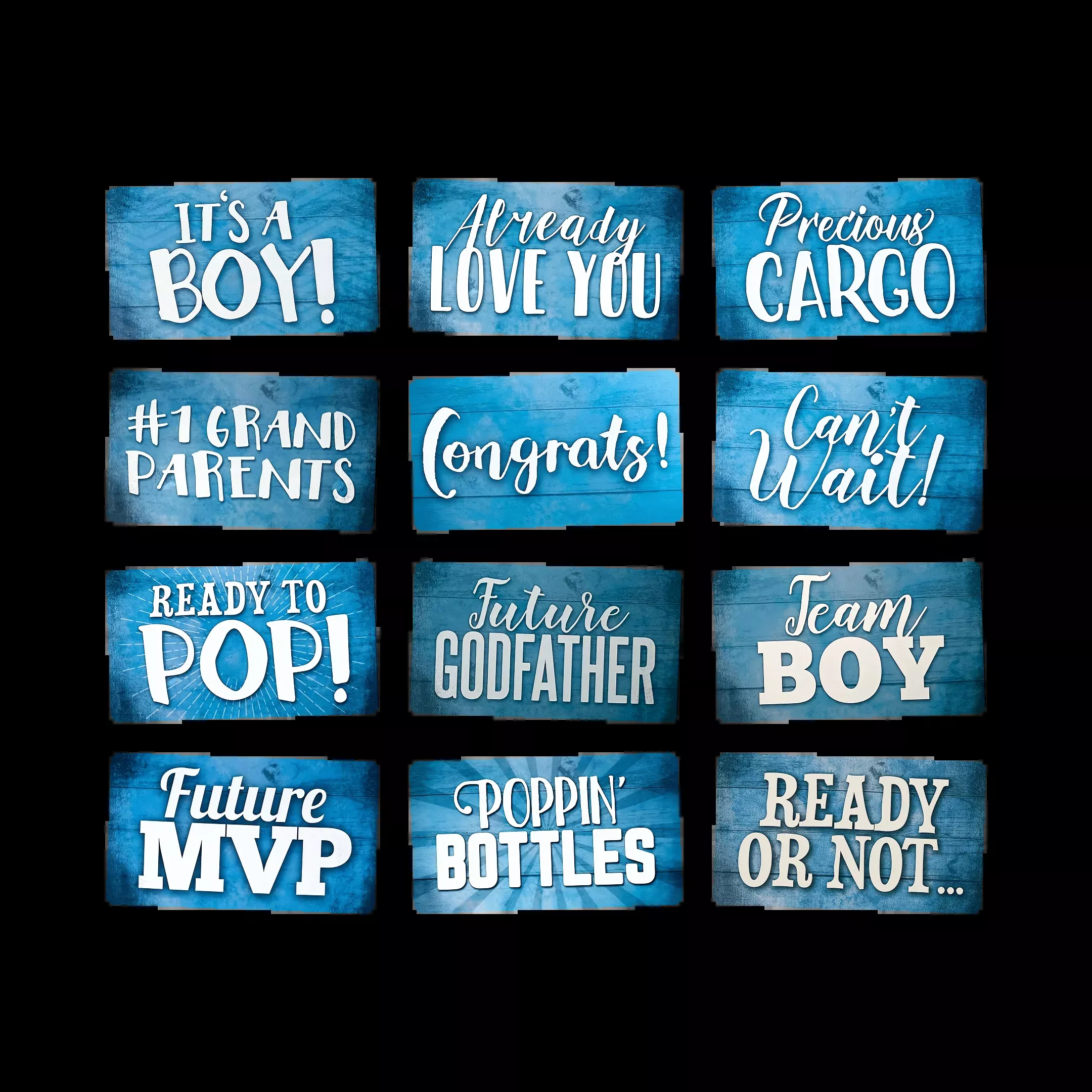 It's a Boy Photo Booth Props - 6 Double-Sided PVC Signs