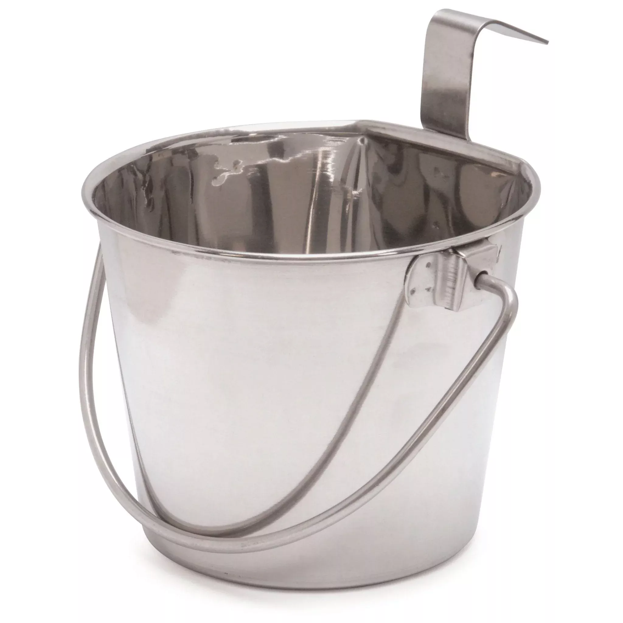 Jeffers Flat-Sided Stainless Steel Pails with Hook & Handle