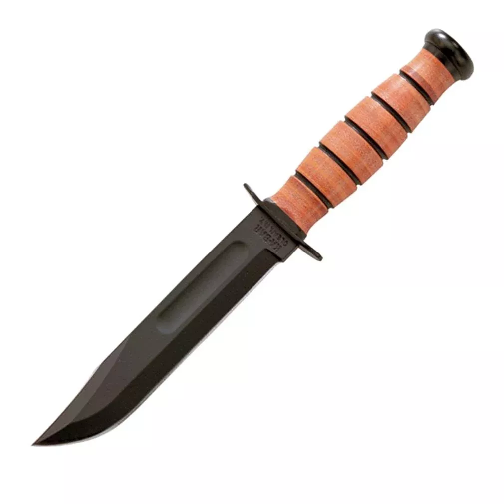 KA-BAR 2-1251-2 Short USA Knife, With Leather Sheath, Plain