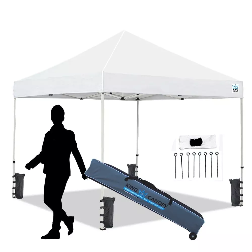 King Canopy Festival 10-Feet by 10-Feet Instant Pop up with Weight Bags, 1-Inch Steel Frame, White, FSSHST10WH-B1