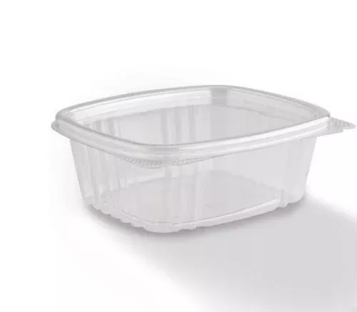 KitchenCrusader AD08 CPC 8 oz Clear Hinged Flat Lid Deli ContainerCase of 200