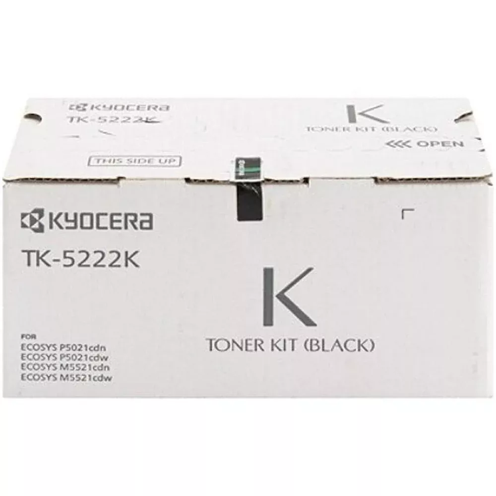 Kyocera TK5222K Toner Cartridge, f/ 5021/5521, 1200 Page Yield, BK