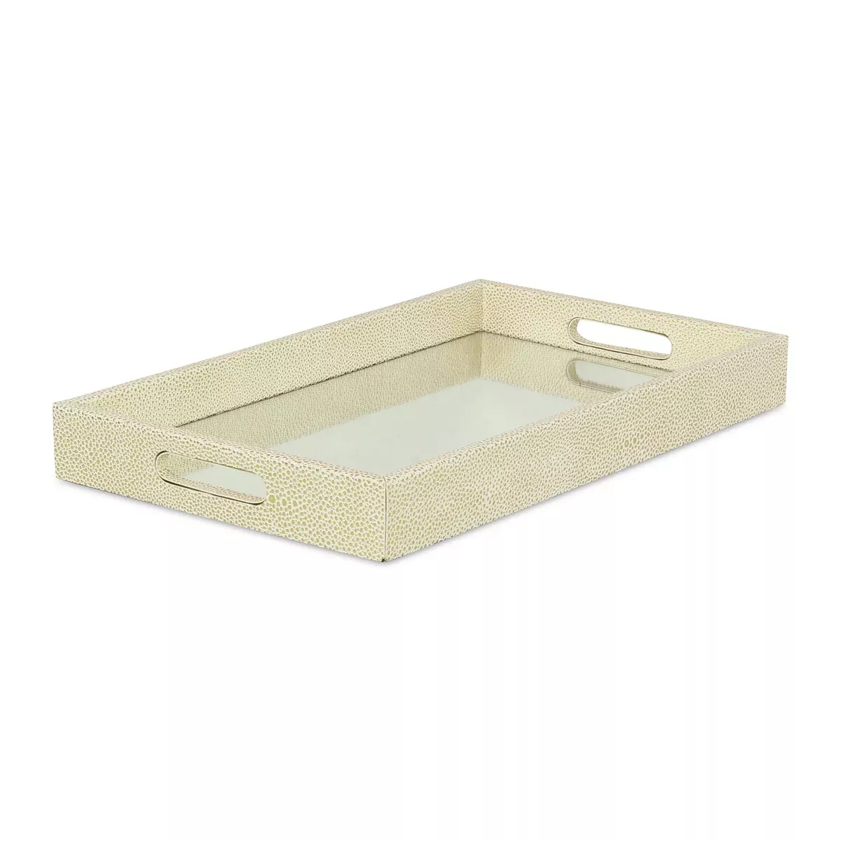Labai White Gold Shagreen, Mirrored Tray (FP-3986WTGD)