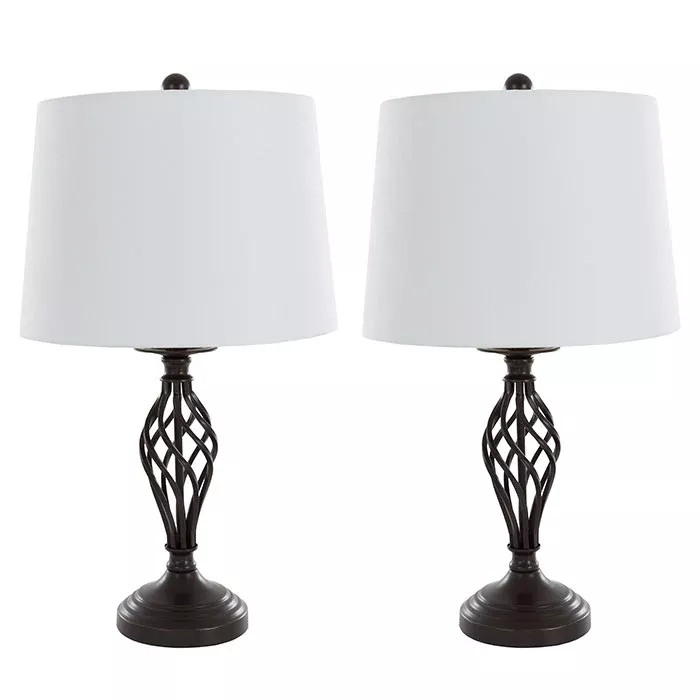 Lavish Home 72-LMP3007 Spiral Cage Design Table Lamps - Set of 2