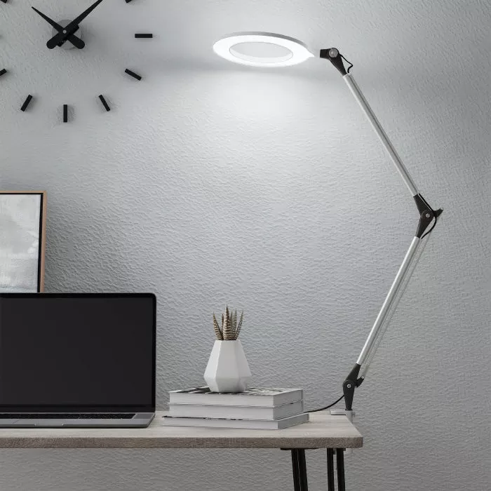 Lavish Home 72-LMPEC-1 Swing Arm Architect Task Lamp with ClampSilver