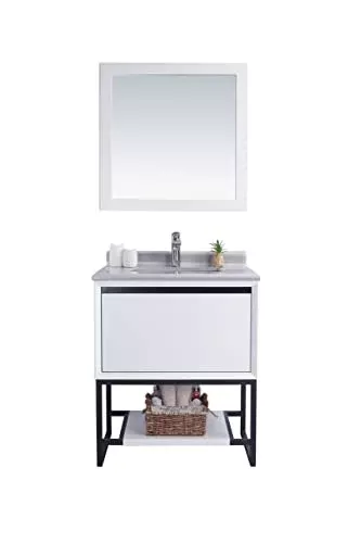Laviva Alto 30 - White Cabinet White Stripes Marble Countertop