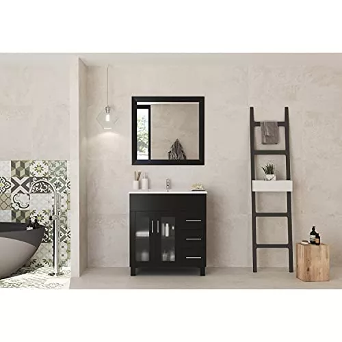 Laviva Nova 32 - Espresso Cabinet Ceramic Basin Countertop