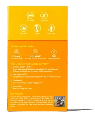 Liquid I.V. Hydration Multiplier+ Immune Support Electrolyte Powder Packet Drink Mix;Tangerine;6 Ct