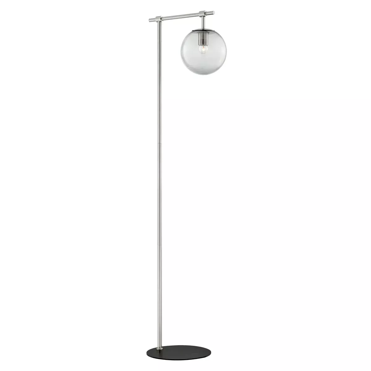 Lite Source Lencho 58" High Nickel and Smoke Glass Modern Floor Lamp