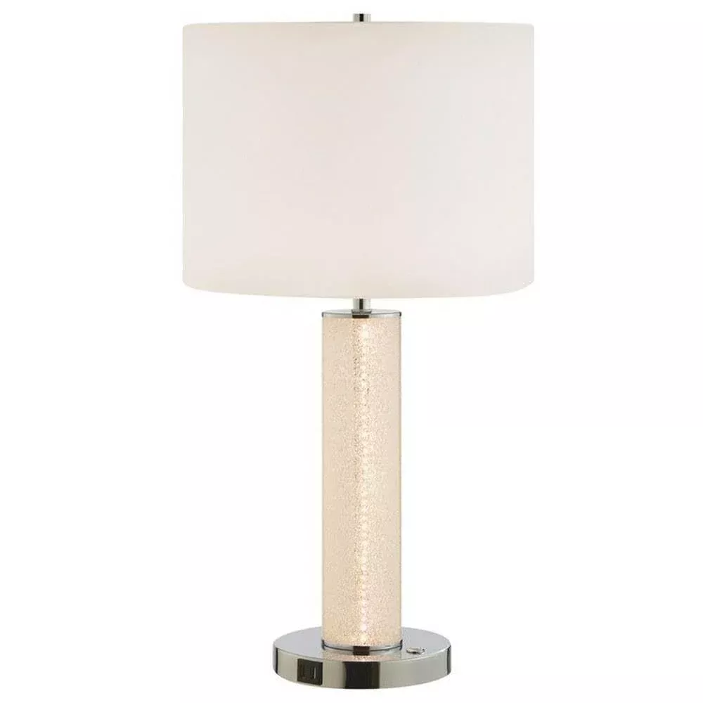 Lite Source Quilla 26" Diamond Glass LED Table Lamp with USB Ports