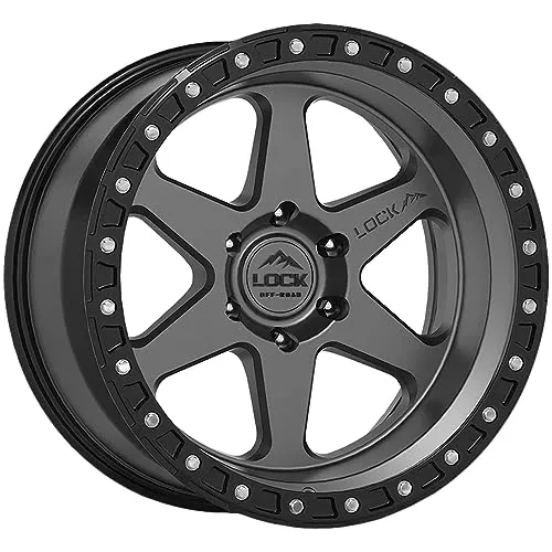 Lock Offroad Olympus 20x9 6x139.7 0et 106.2 Matte Gray W/Matte Black Ring