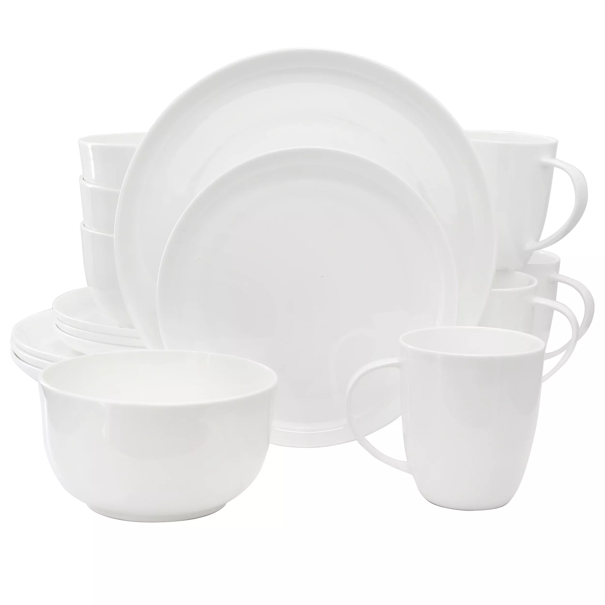MeritageRimmed Coupe 16 Piece Round Bone China Dinnerware Set in White