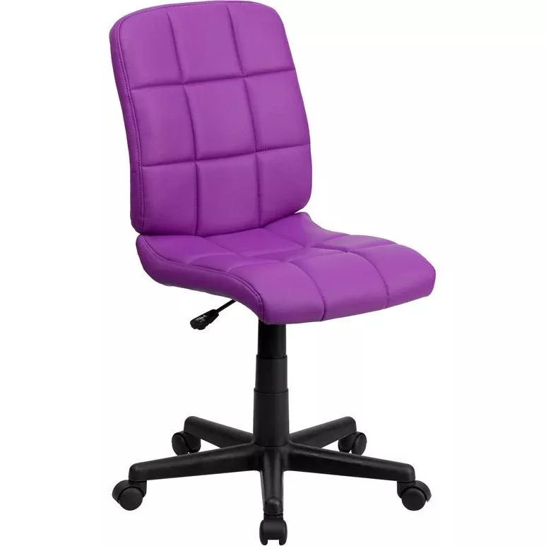 Mid-Back Purple Quilted Vinyl Swivel Task Office Chair - Flash Furniture