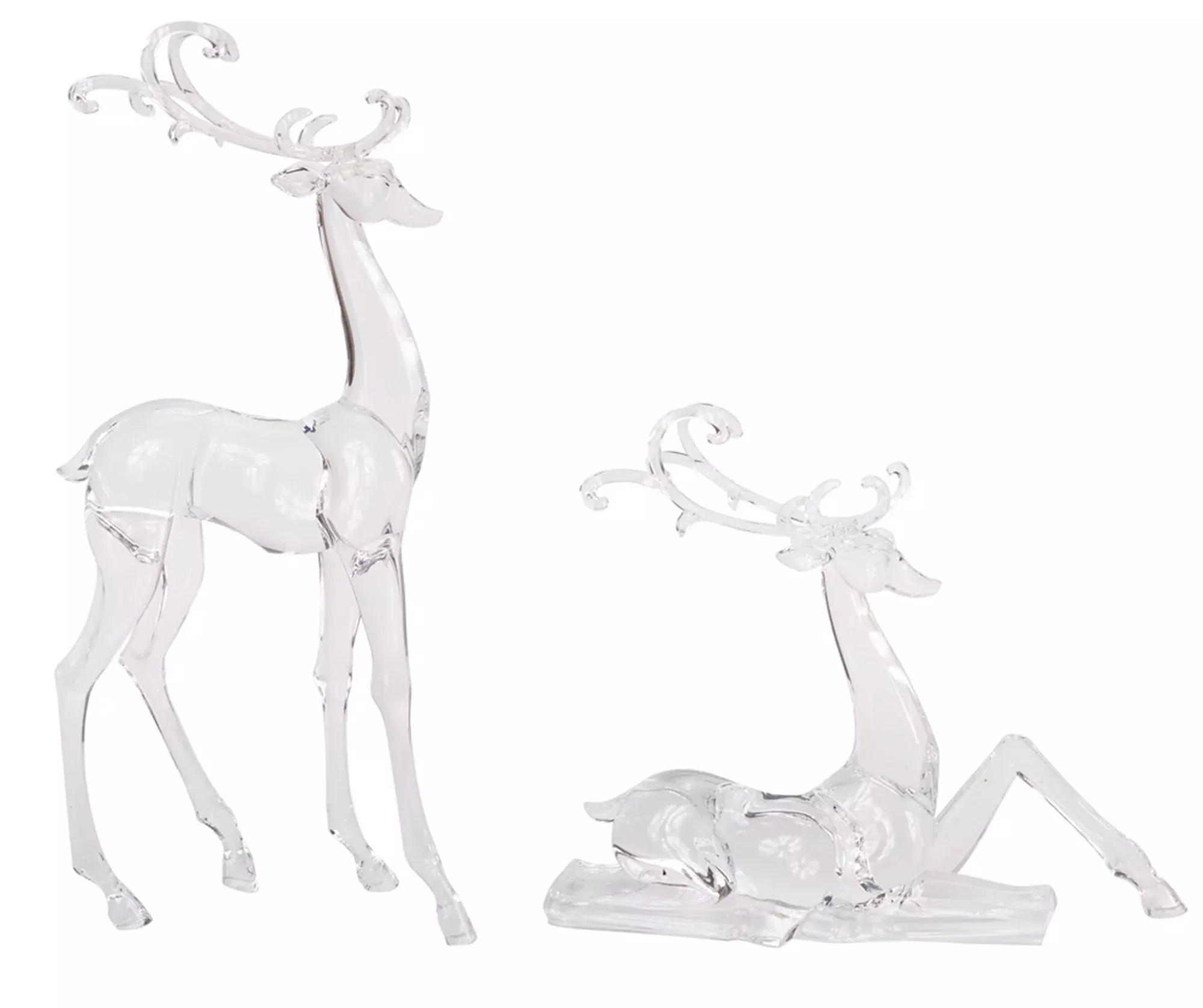 Modern Clear Acrylic Holiday Deer Figurine (Set of 2) - Melrose International