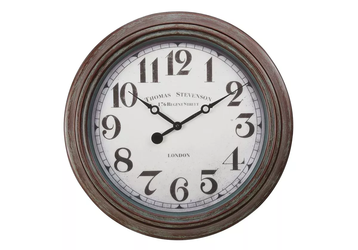 Monarch Specialties I 9049 Clocks, 20" Round, Wall Clock, Antique Brown, Transitional