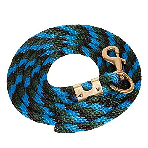 Mustang Poly Lead Rope 9ft. with Bolt Snap, Black/Green/Blue, One Size