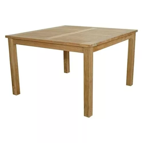 Oakestry 47-inch Windsor Square Small Slat Dining Table Premium Solid Teak Wood Outdoor Patio Garden Balcony Deck Table Weather Resistant Luxury Furniture for Elegant Modern Alfresco Dining