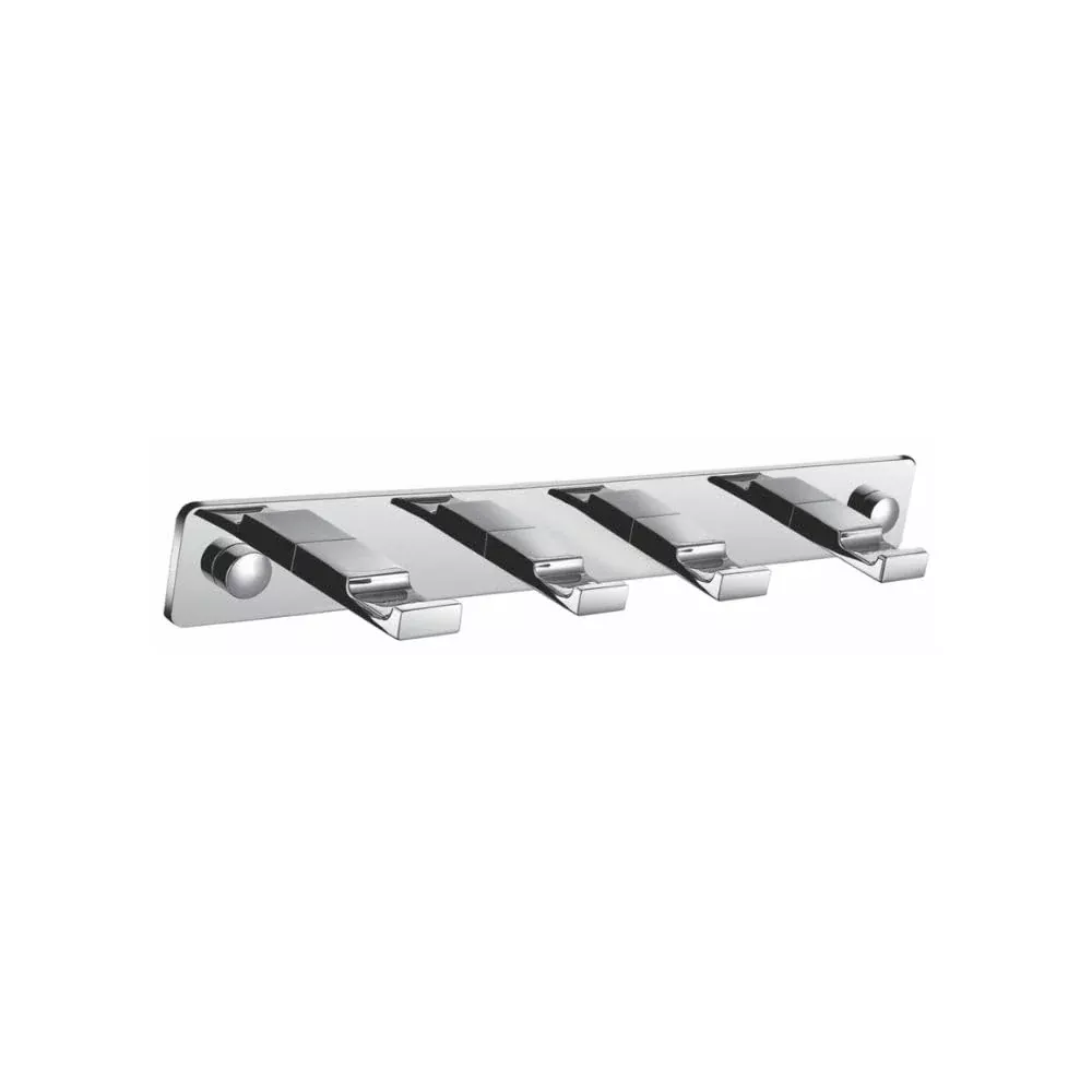 Oakestry Aqua Piazza Wall Mounted Robe Hook with 4 Hooks Durable Stainless Steel Bathroom Accessory Rust Resistant Polished Modern Finish for Home Hotel Spa Guest Room Storage