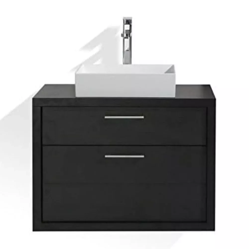 Oakestry Dolce 30 Inch Single Sink High Gloss Black Wall Mounted Modern Bathroom Vanity With White Quartz Countertop Soft Close Drawer